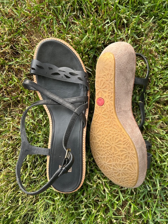Camper Shoes - CAMPER Genuine Leather Black Strappy Suede Platform Wedge Sandals size 7.5 - 8.5